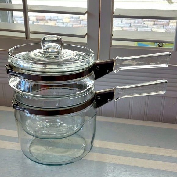 Pyrex Kitchen Vintage Pyrex Clear Glass Double Boiler With Lid